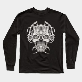 Skull headphones cyberpunk futuristic. Long Sleeve T-Shirt